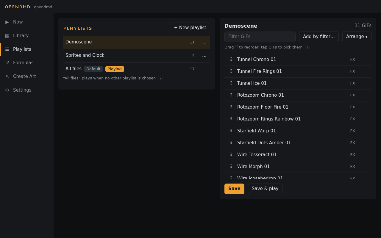 A playlist open in the editor